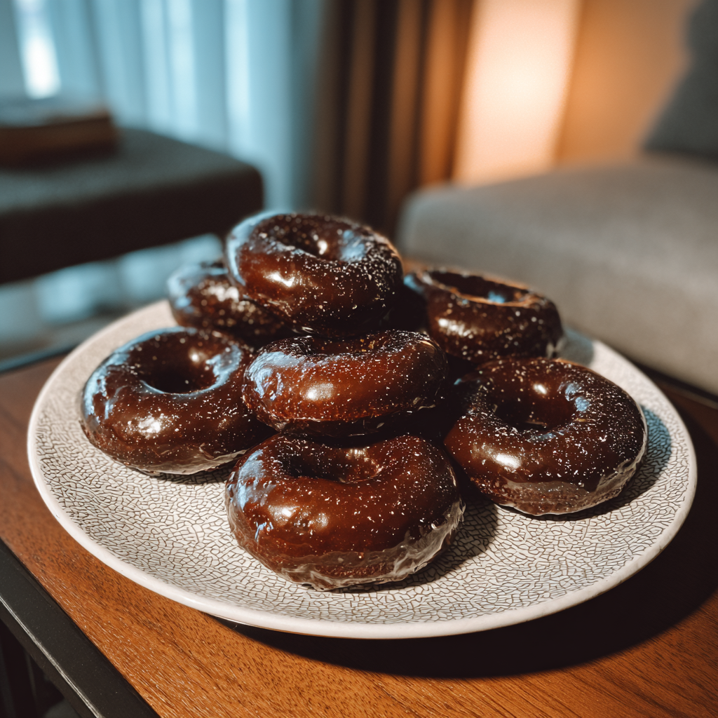 Un plateau de beignets enrobés de chocolat | Source : Midjourney