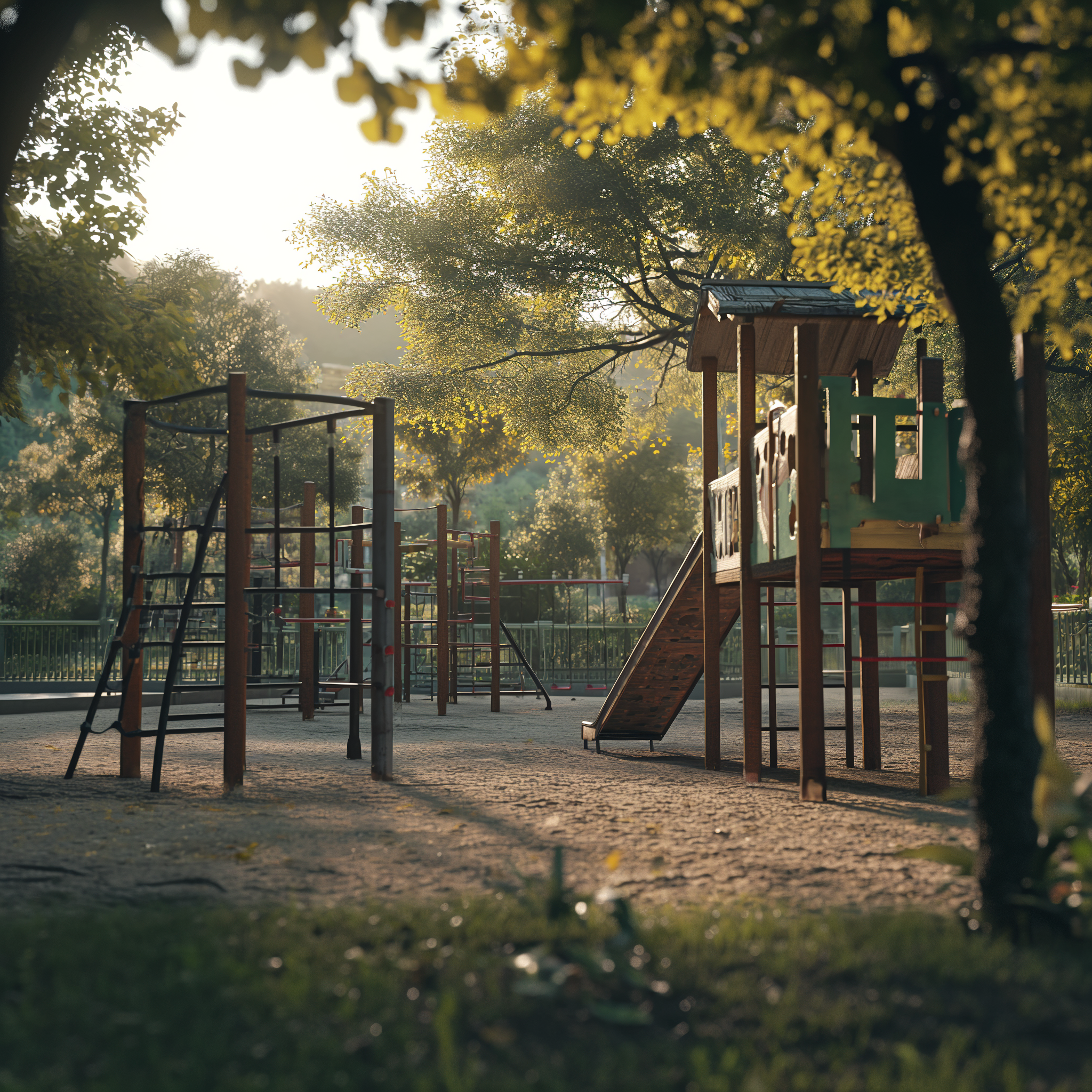 Une aire de jeux dans un parc | Source : Midjourney