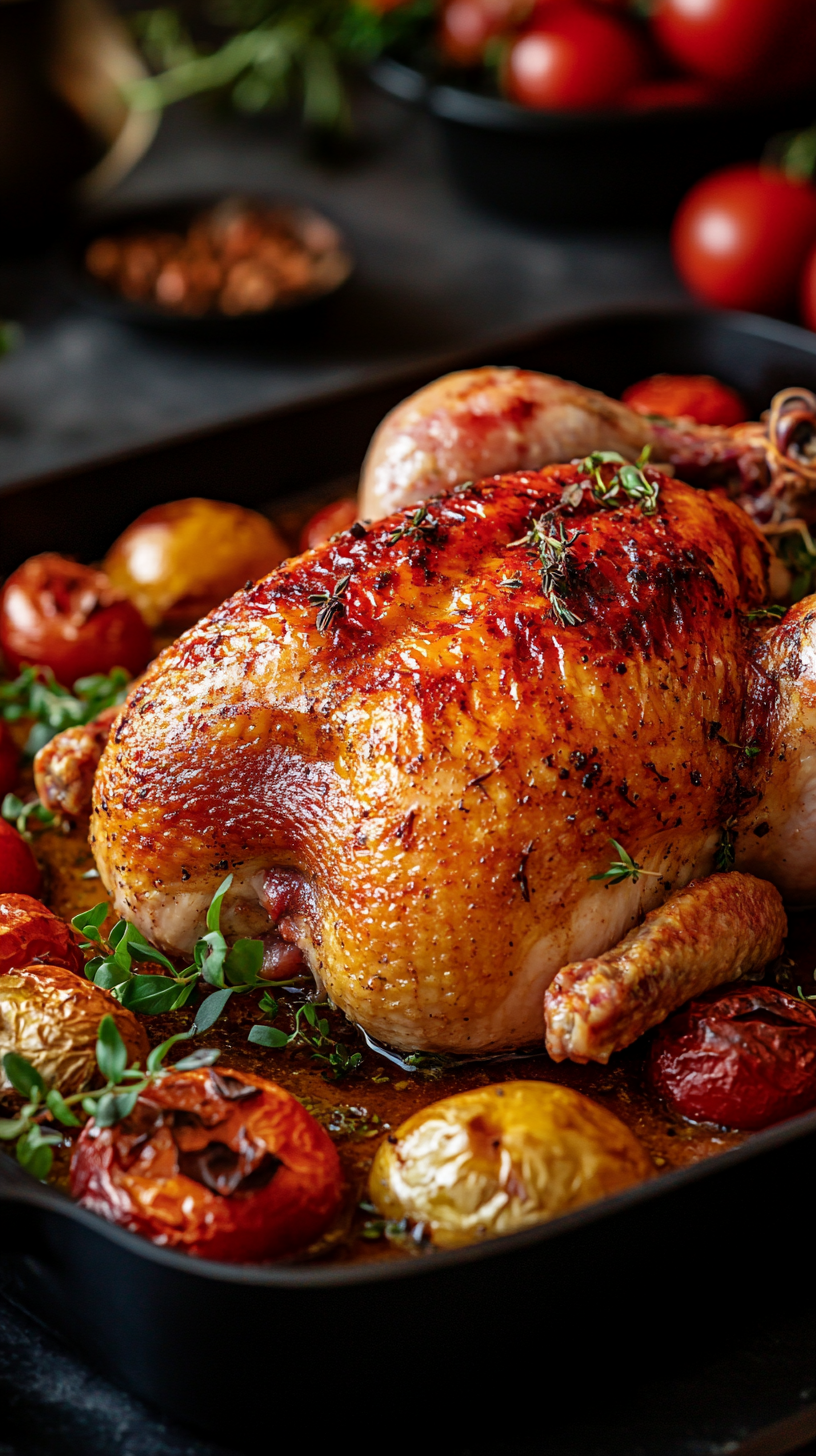 Un poulet rôti dans une barquette | Source : Midjourney