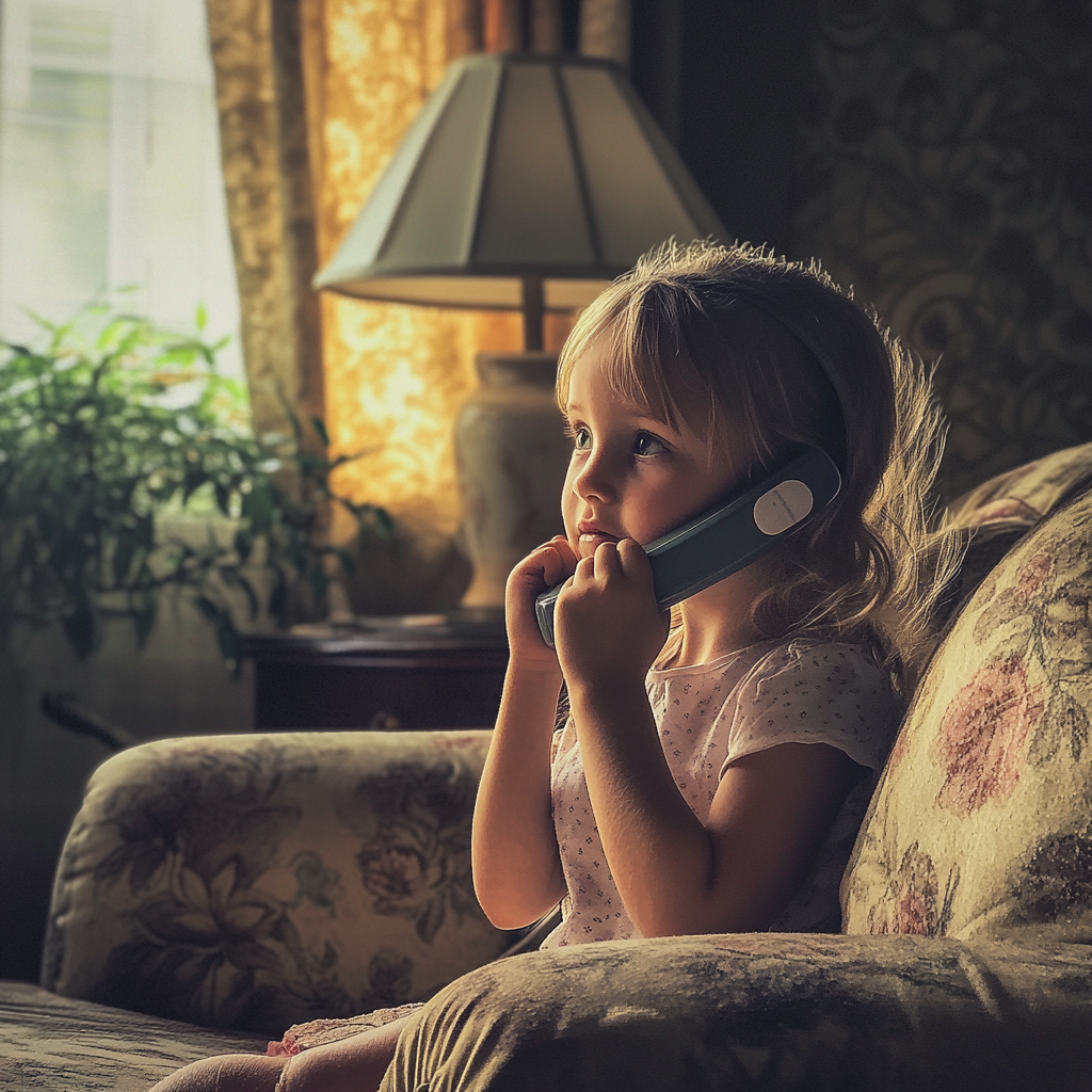 Une petite fille qui parle au téléphone | Source : Midjourney