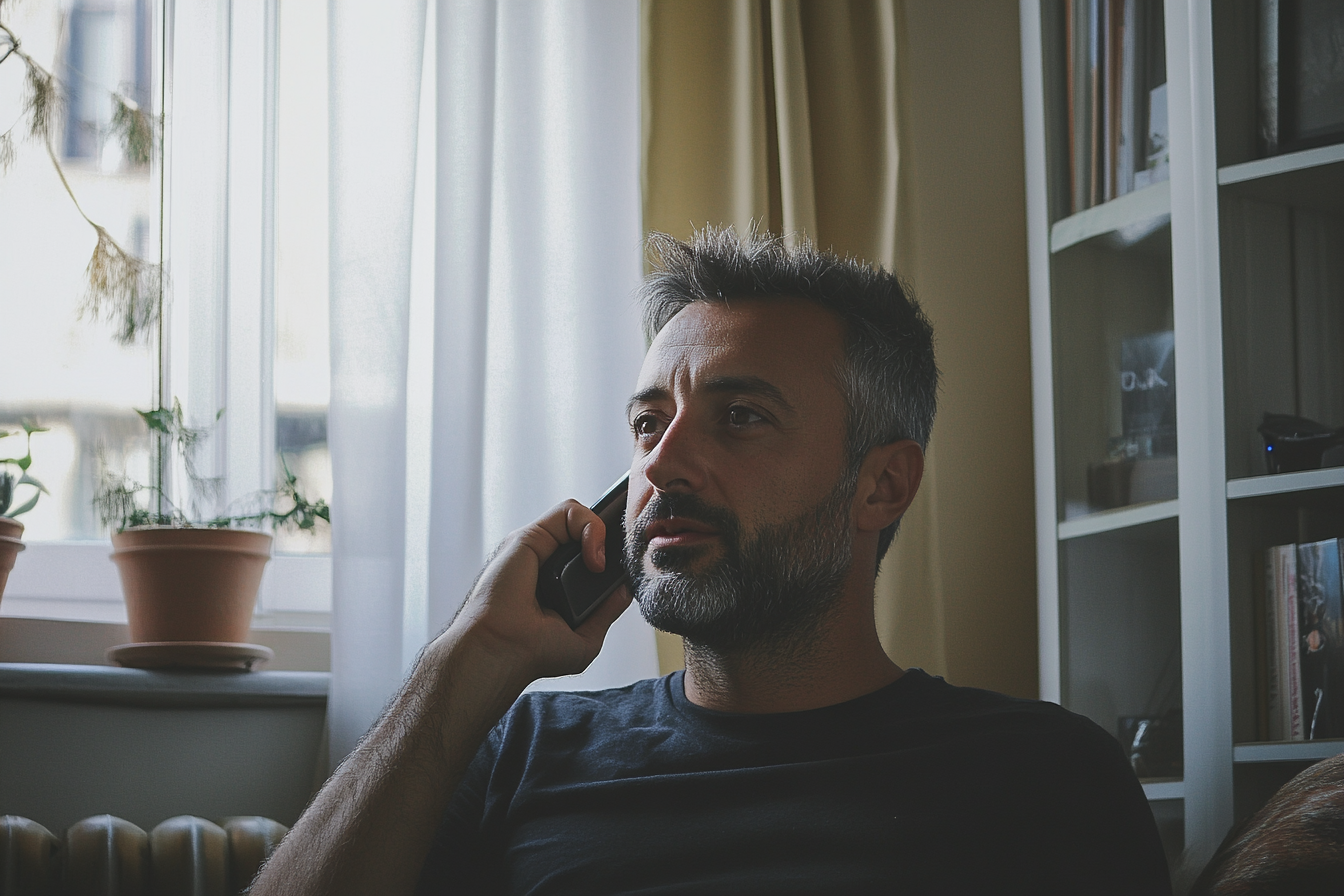 Un homme qui prend un appel téléphonique | Source : Midjourney