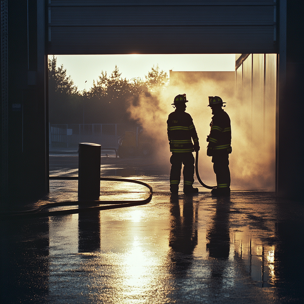 Deux pompiers dans une caserne | Source : Midjourney