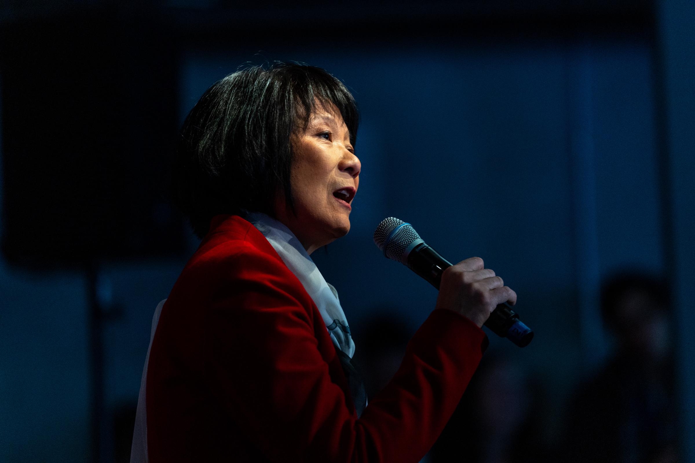 La maire de Toronto, Olivia Chow, prend la parole lors du sommet économique États-Unis-Canada à Evergreen Brick Works, le 7 février 2025, à Toronto, Canada | Source : Getty Images