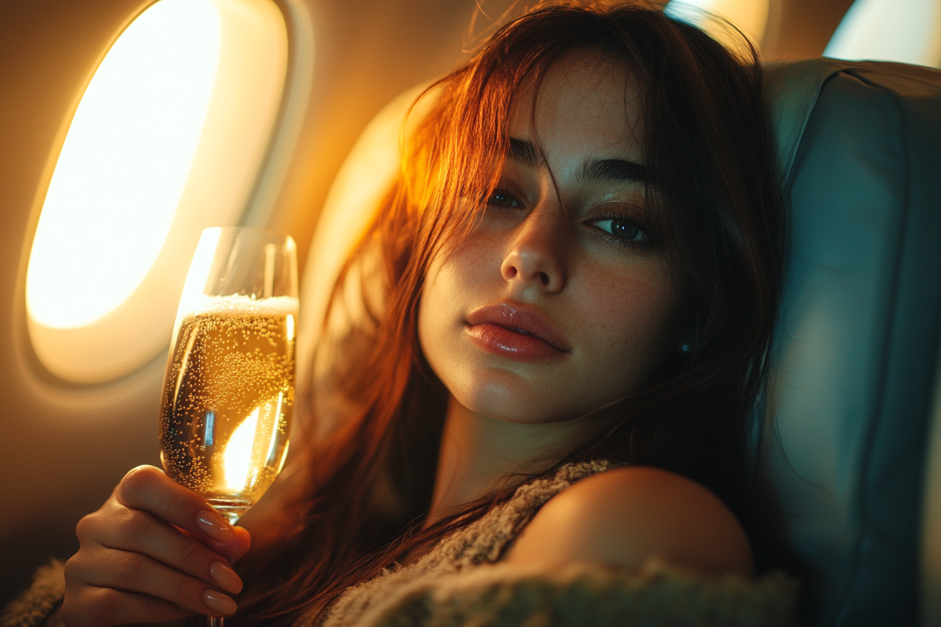 Femme dégustant une coupe de champagne | Source : Midjourney
