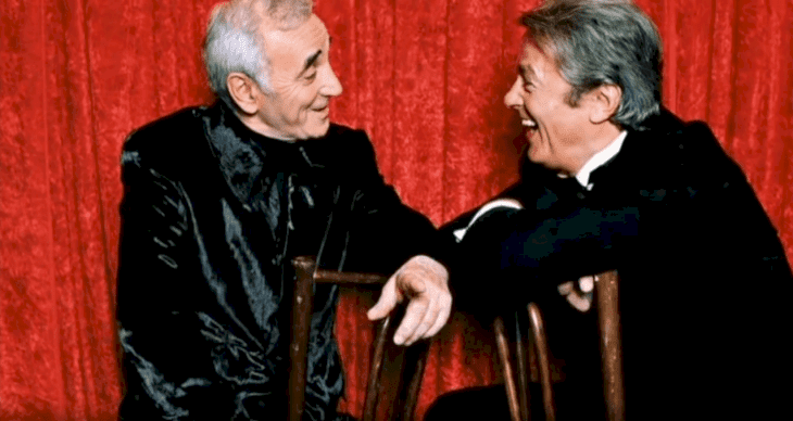 Alain Delon et Charles Aznavour. l Source: Youtube / AC VIDEO
