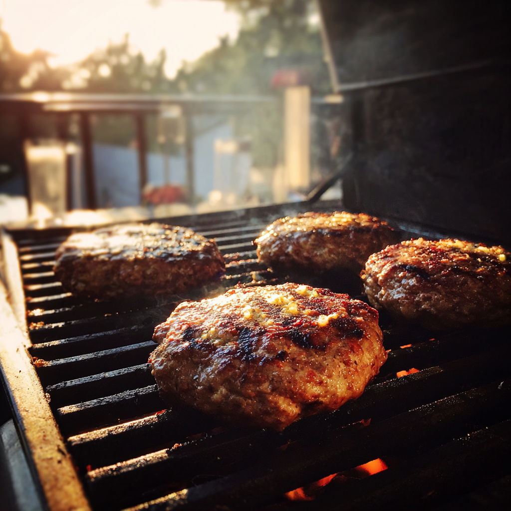 Des hamburgers sur un grill | Source : Midjourney