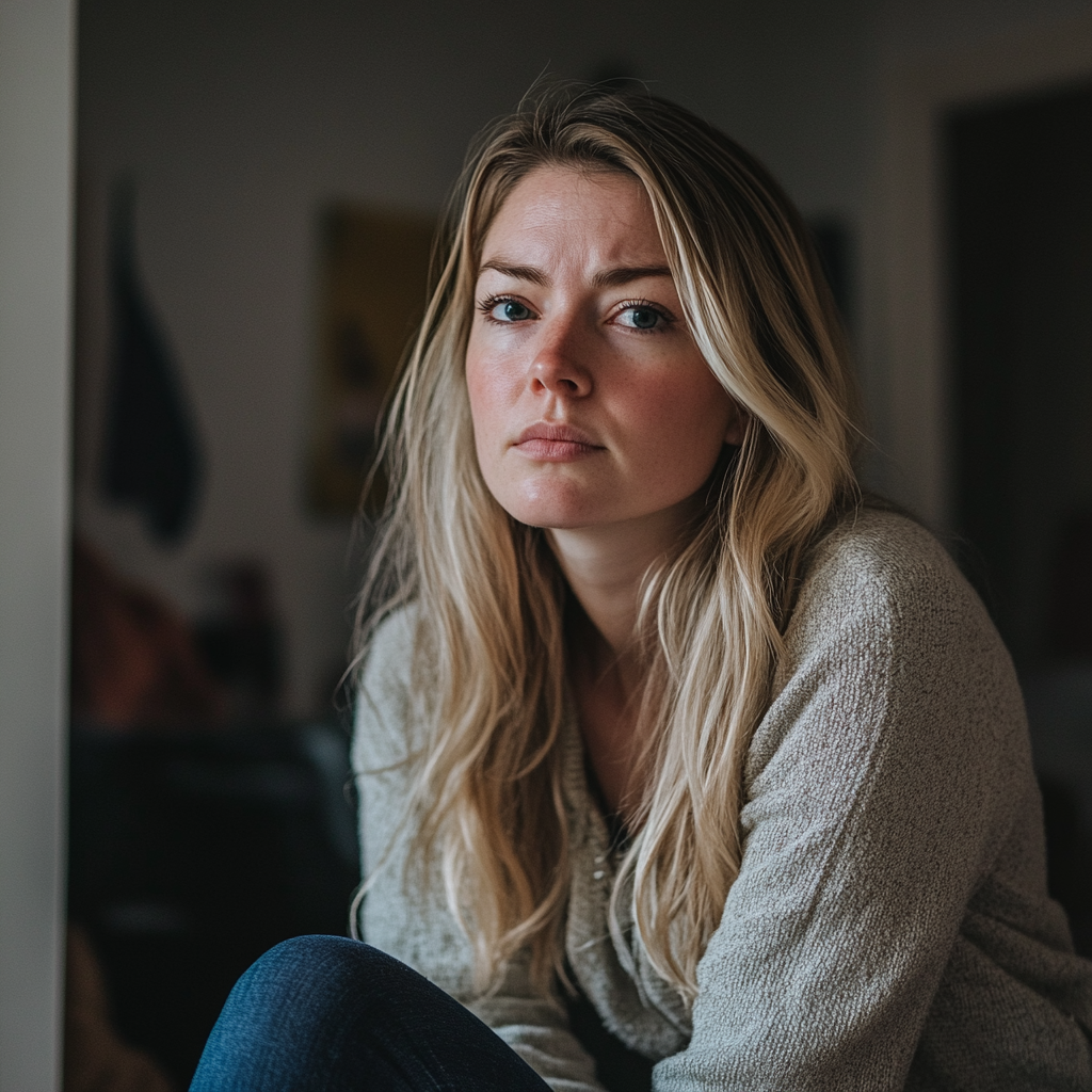 Une femme a l'air pensive et un peu inquiète | Source : Midjourney