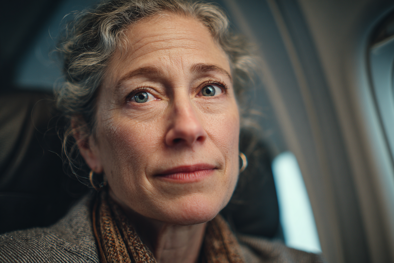 Une femme âgée assise dans un avion | Source : Midjourney