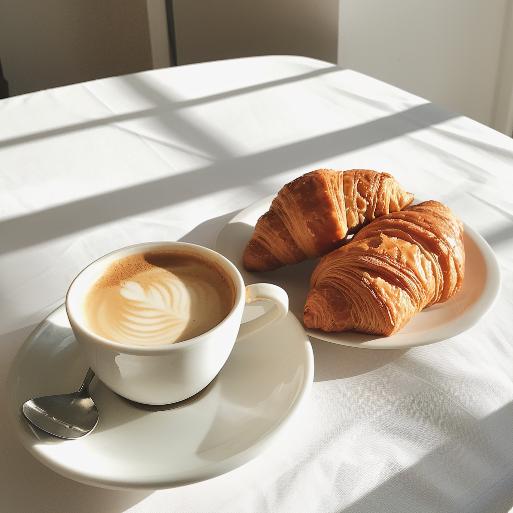 Café et croissants sur une table | Source : Midjourney