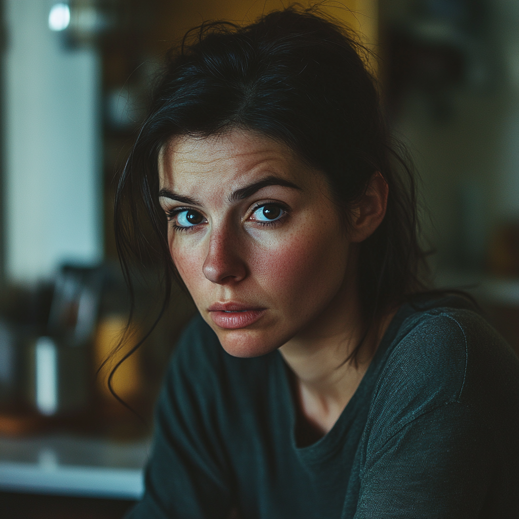 Une femme émotive dans sa maison | Source : Midjourney