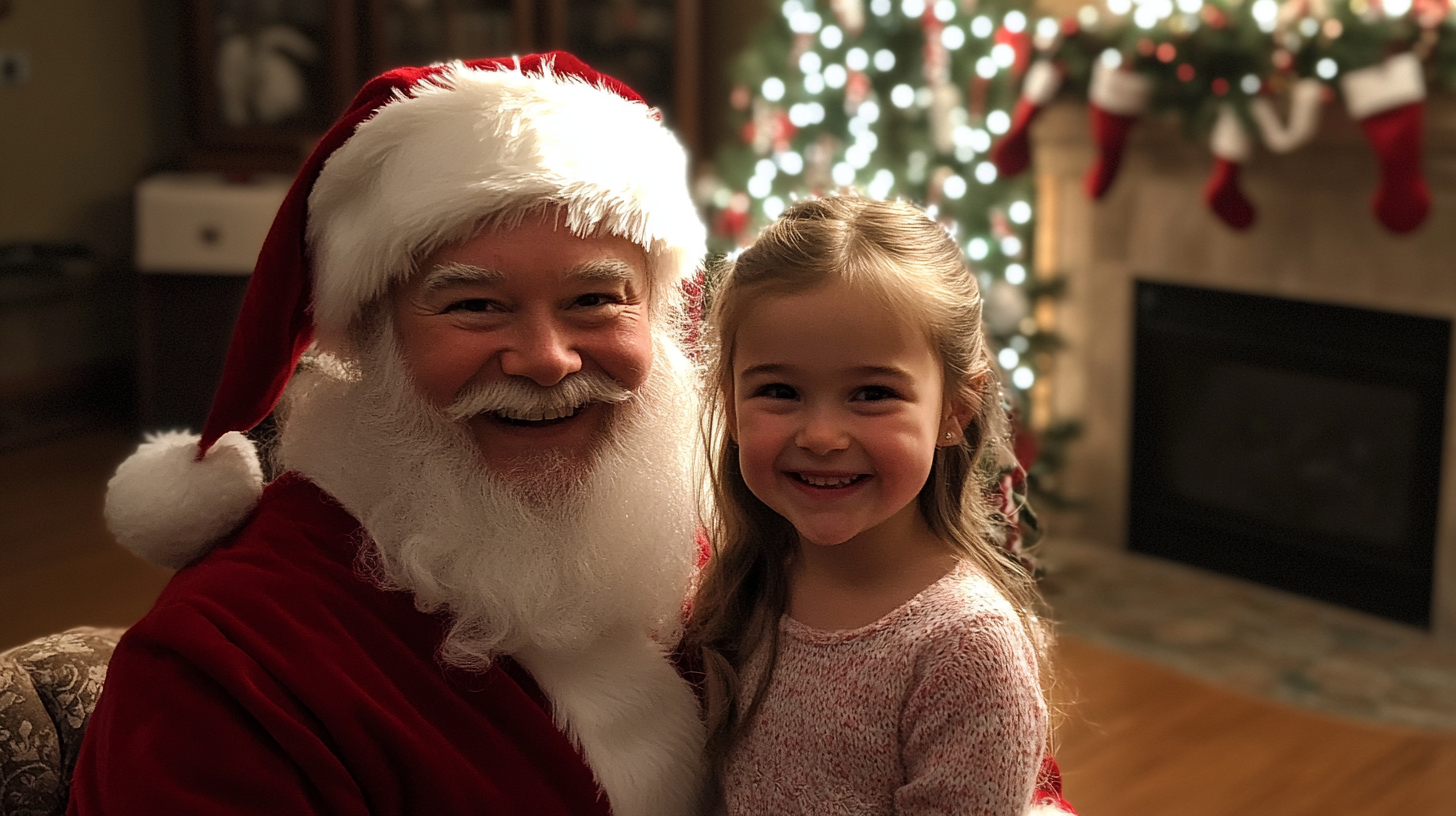 Une fille et un père Noël | Source : Midjourney