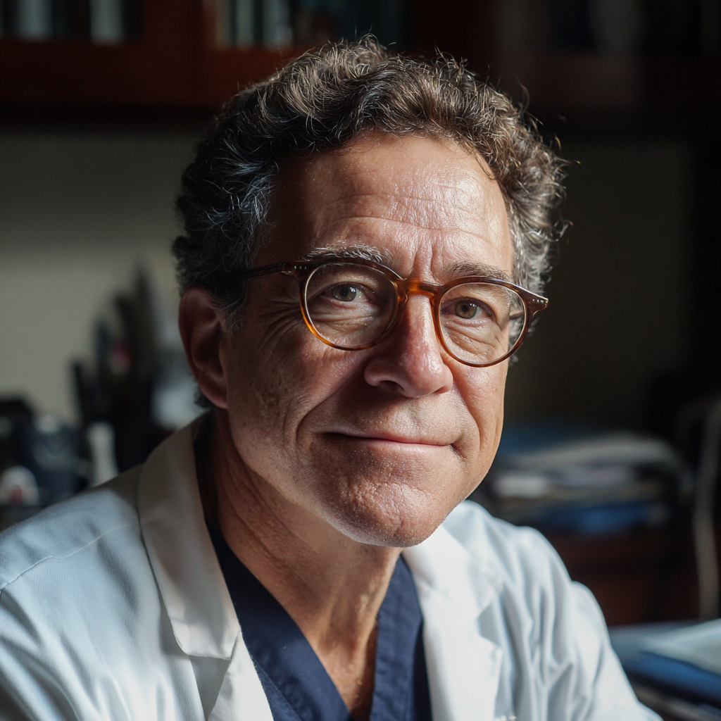 Un médecin assis à son bureau | Source : Midjourney