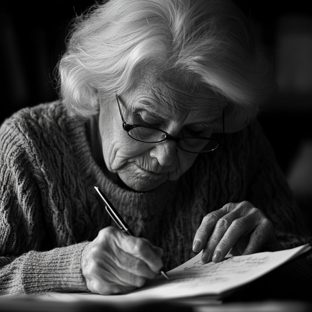 Une femme qui rédige son testament | Source : Midjourney