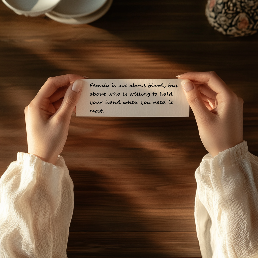 Une femme tenant une bande de papier avec un message | Source : Midjourney