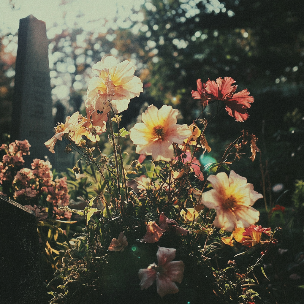 Fleurs dans un cimetière | Source : Midjourney