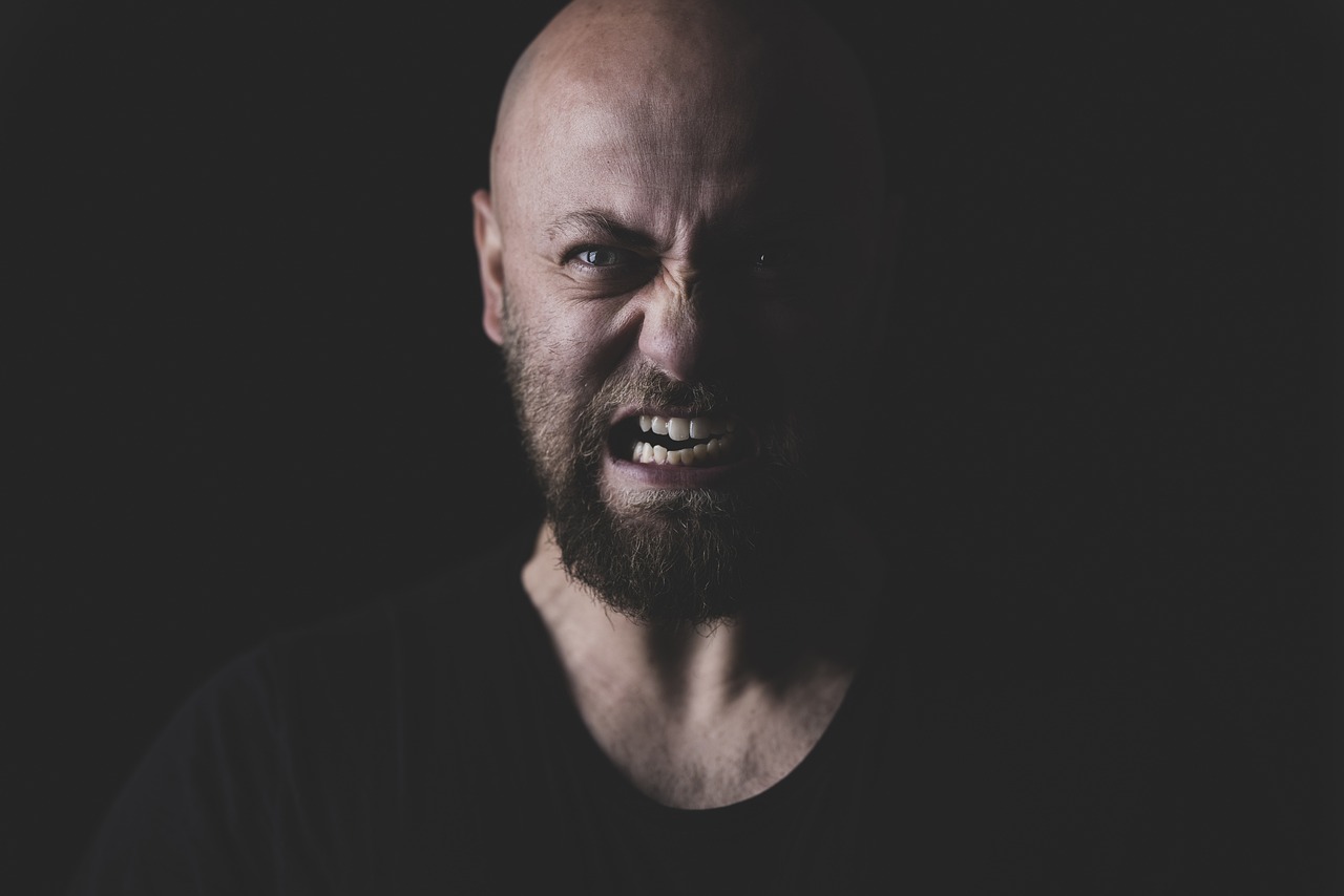 Un homme en colère qui se montre les dents | Source : Pixabay