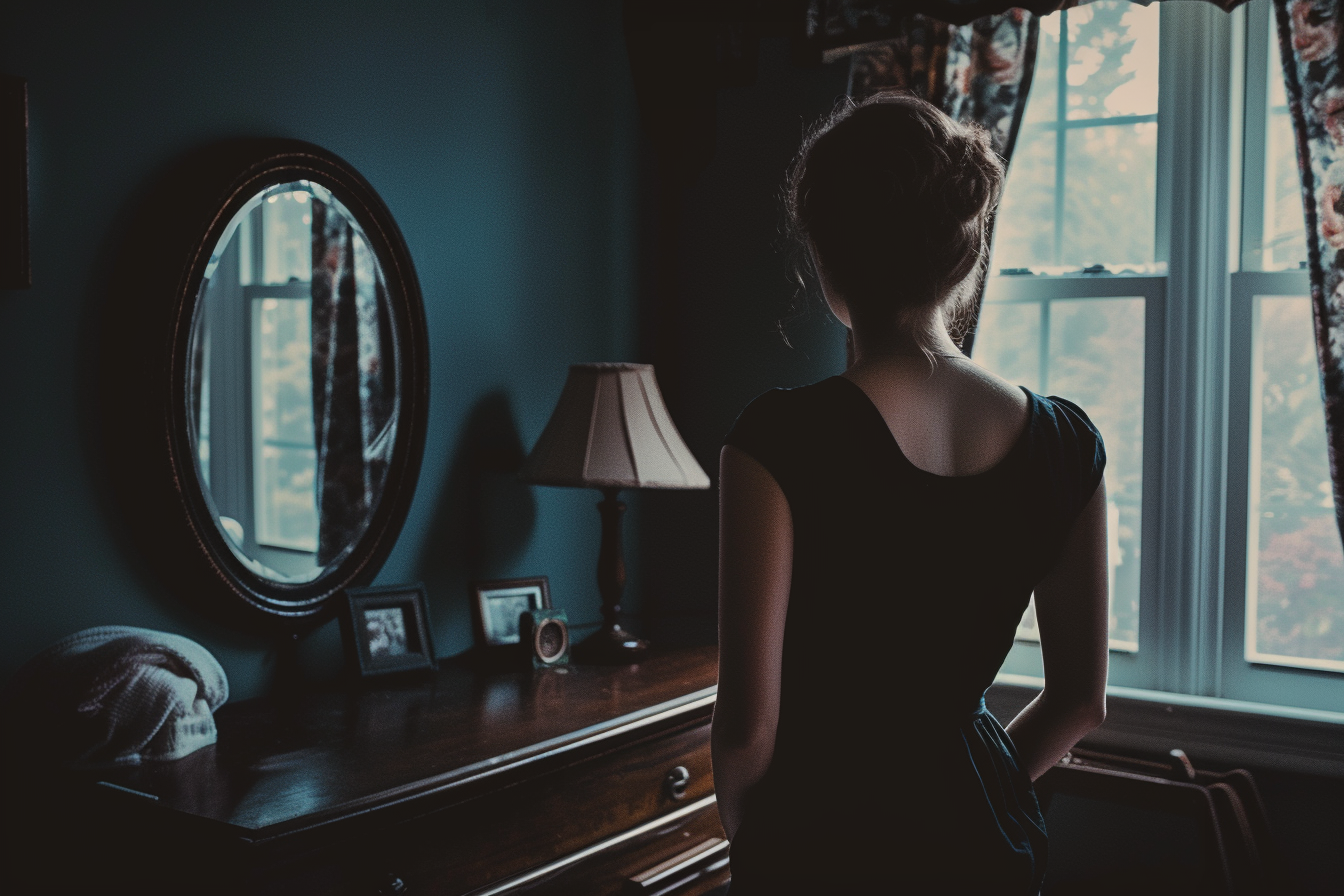 Une femme debout dans sa chambre à coucher | Source : Midjourney