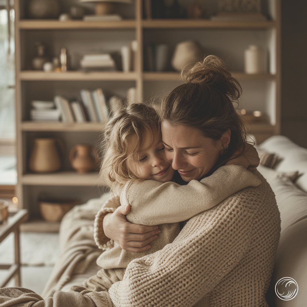 Une mère et sa fille se serrent dans les bras | Source : Midjourney