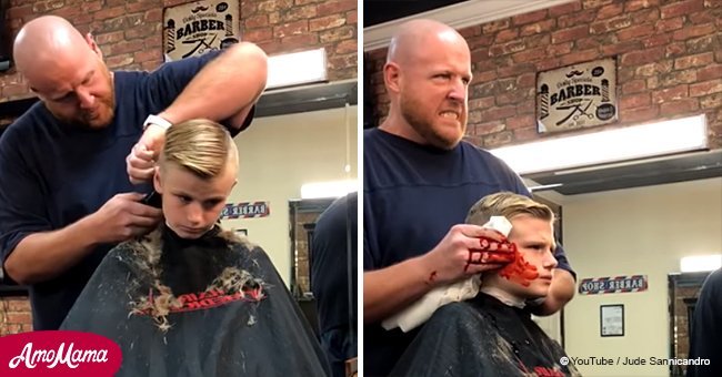 Un garçon de 10 ans hurle d’horreur après que son coiffeur ait coupé son oreille