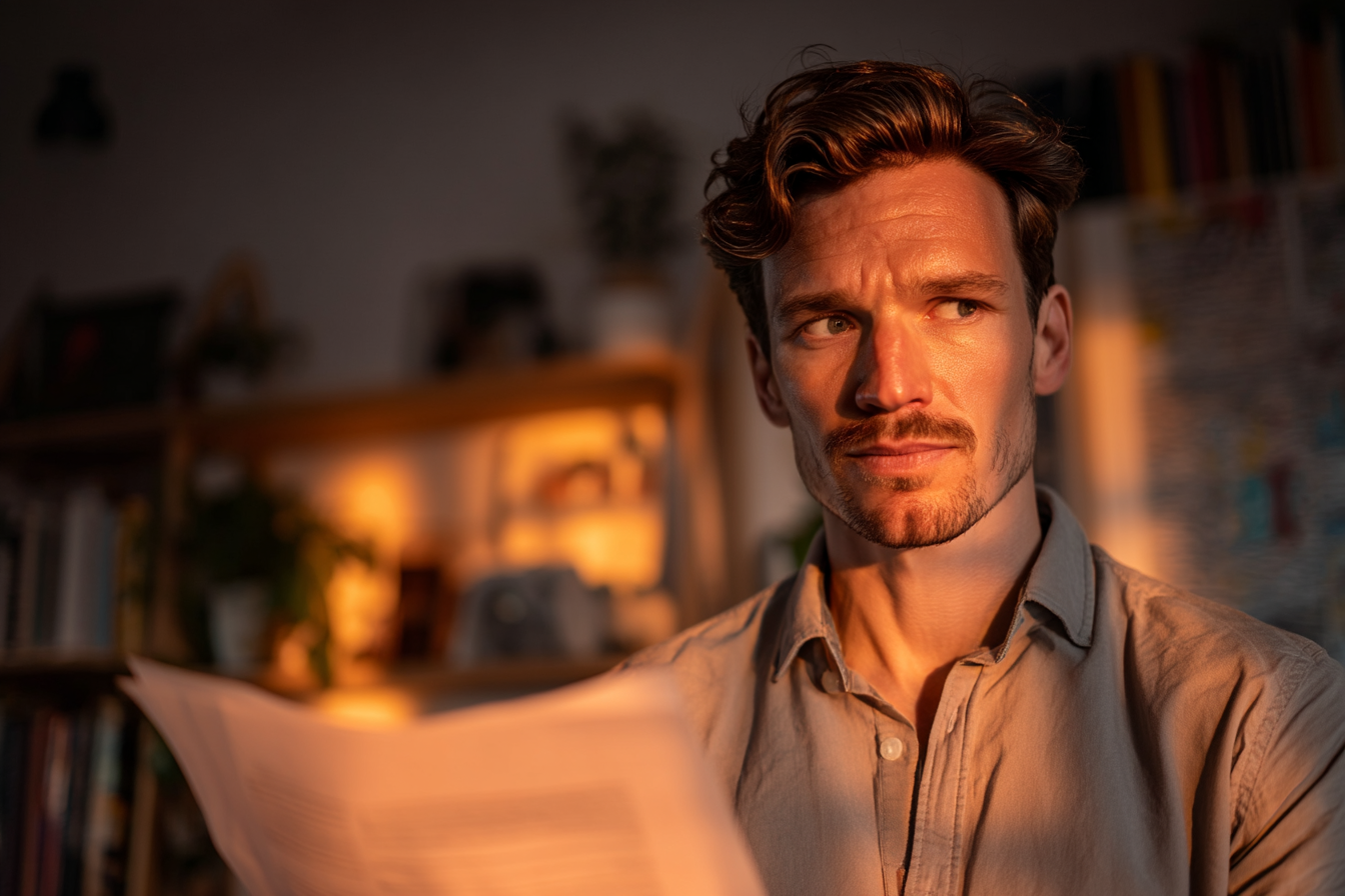 Un homme regarde un document | Source : Midjourney