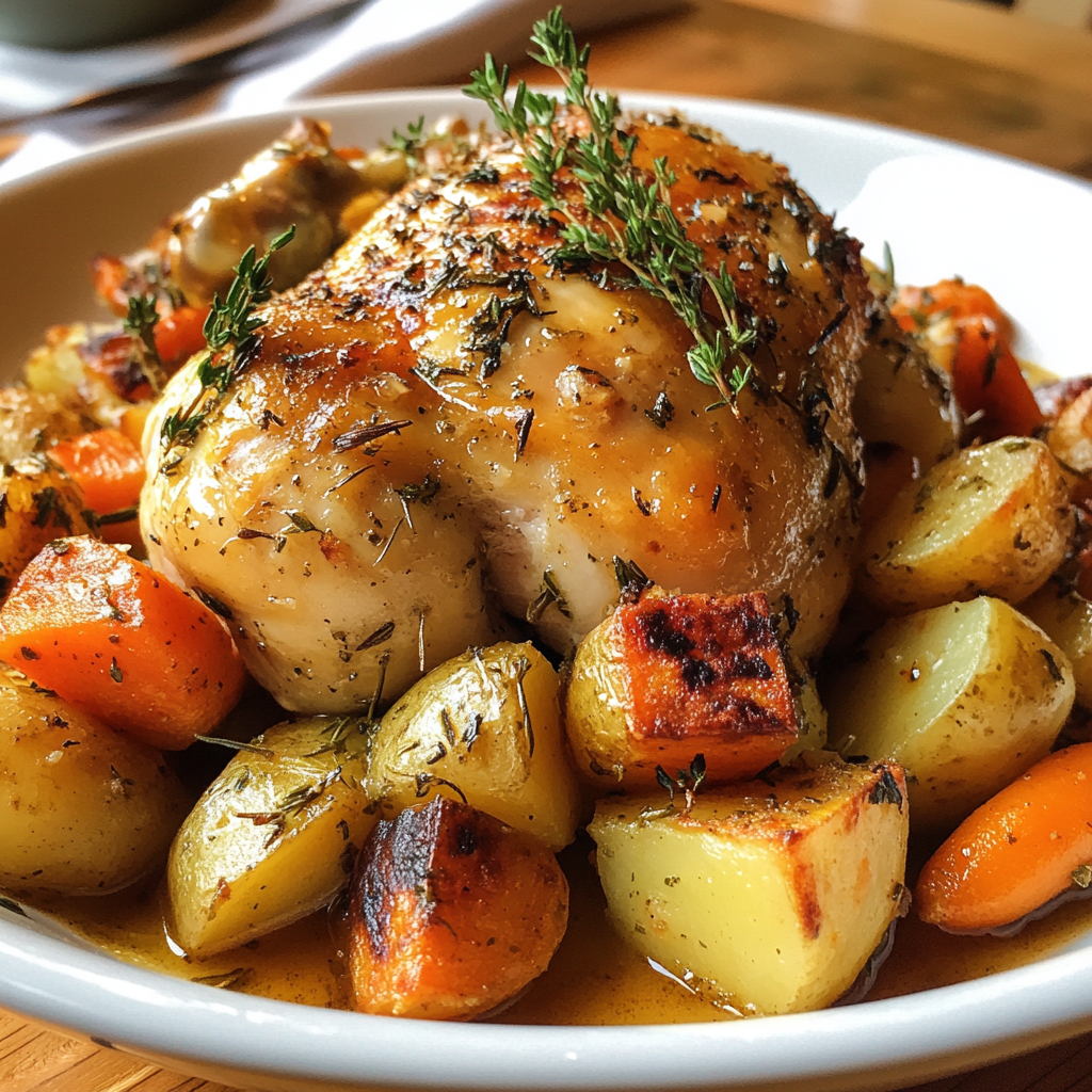 Un poulet rôti avec des légumes | Source : Midjourney