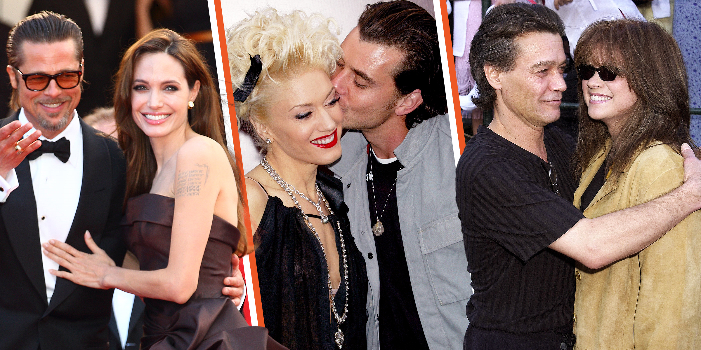 Brad Pitt et Angelina Jolie | Gwen Steffani et Gavin Rossdale | Eddie Van Halen et Valerie Bertinelli | Source : Getty Images
