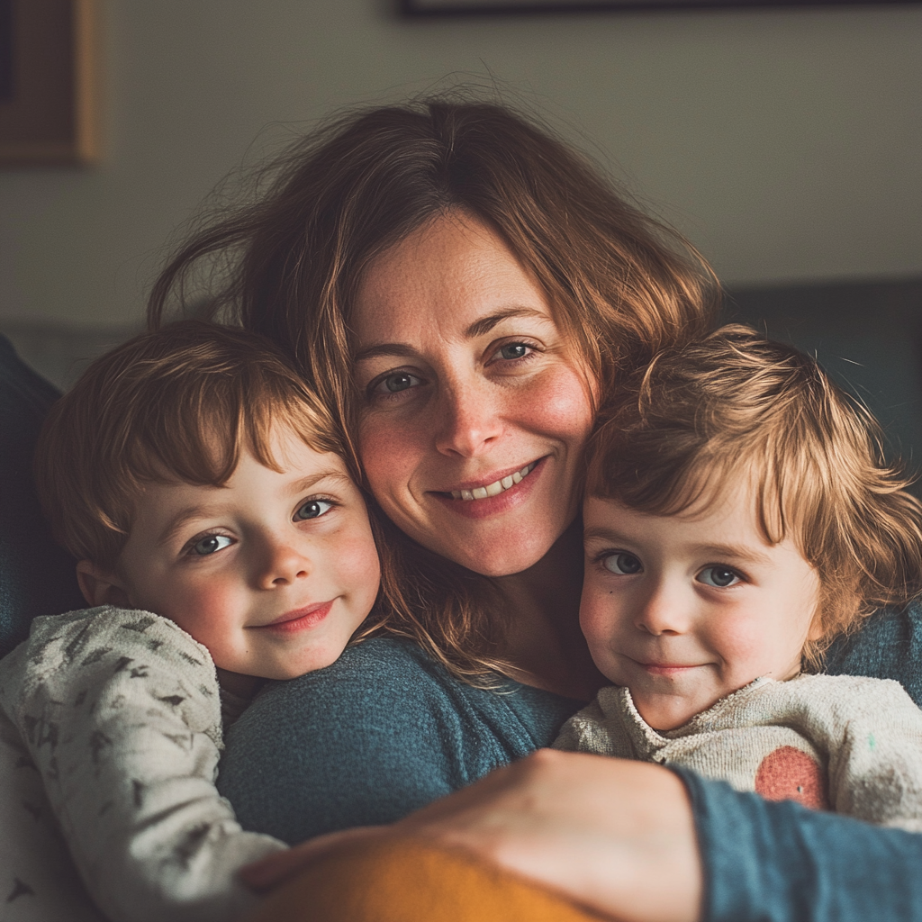 Une femme avec deux enfants | Source : Midjourney