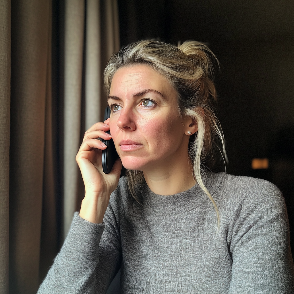 Une femme qui parle au téléphone | Source : Midjourney