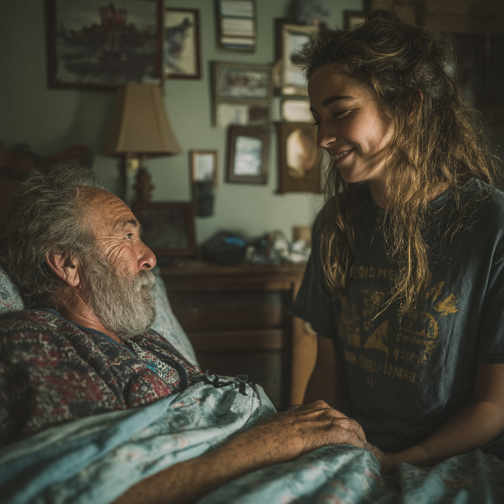 Une petite-fille fait ses adieux à son grand-père | Source : Midjourney
