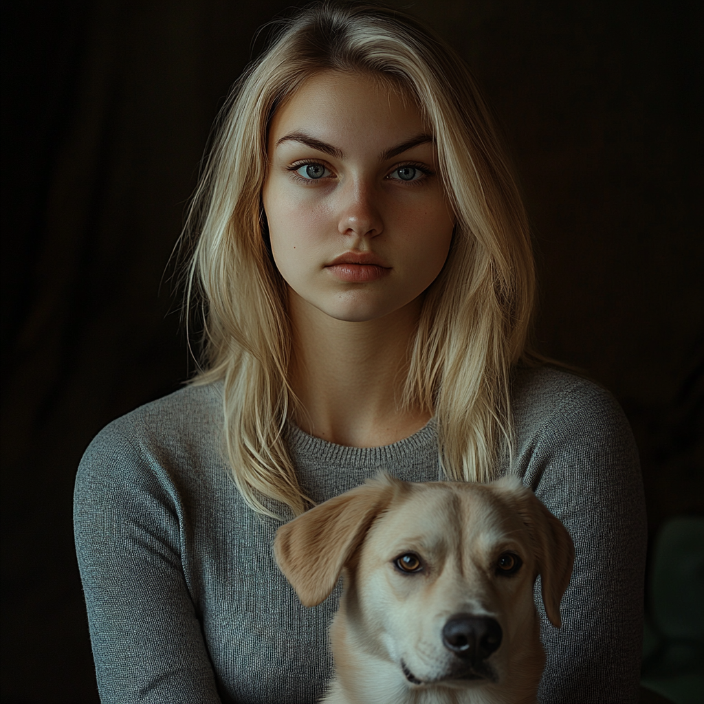 Une femme avec son chien | Source : Midjourney