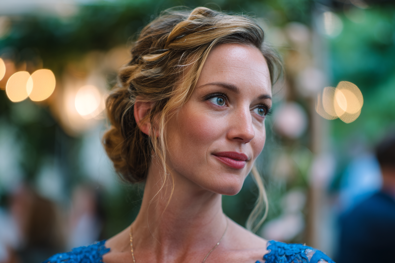 Une femme en robe bleue | Source : Midjourney
