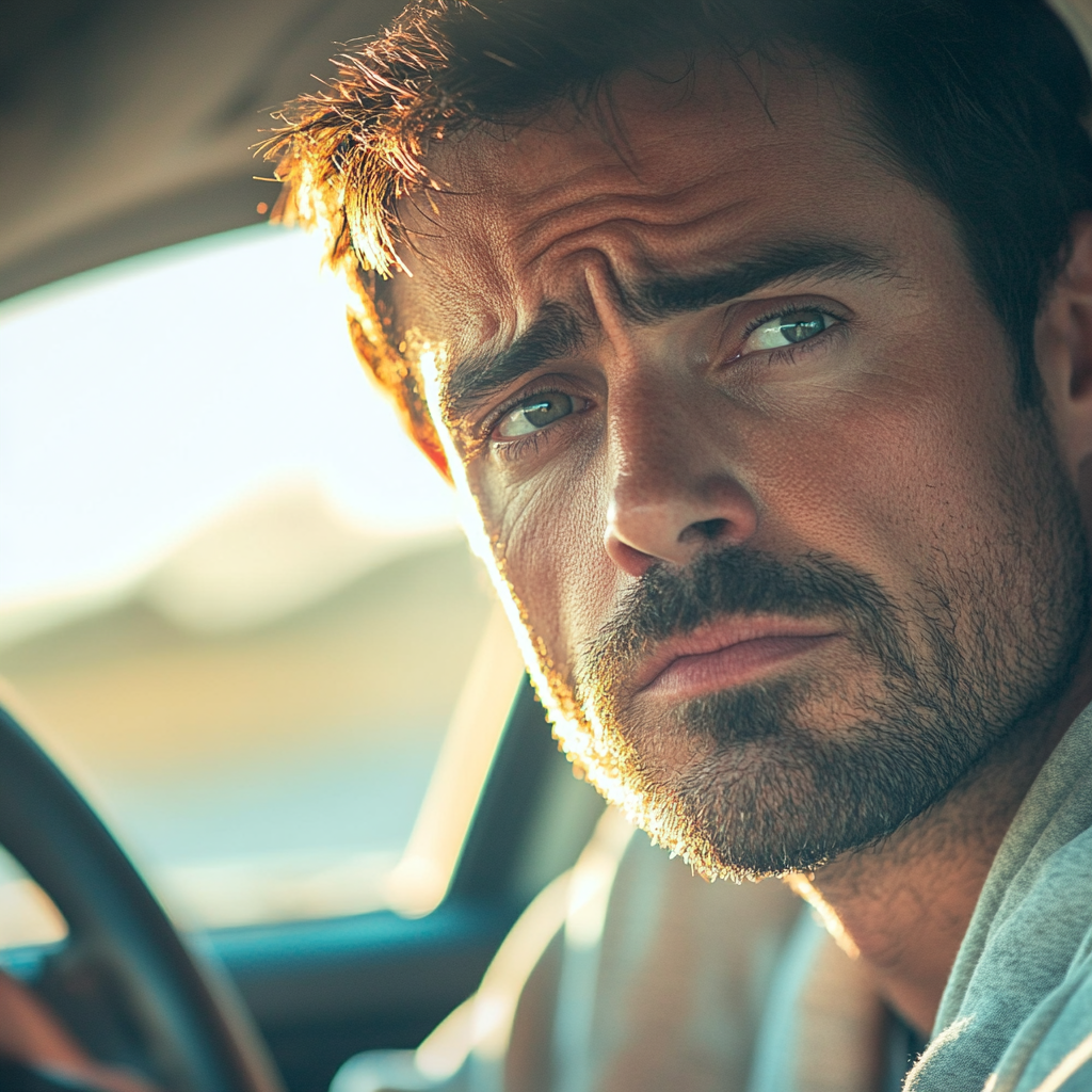 Un homme assis dans sa voiture | Source : Midjourney