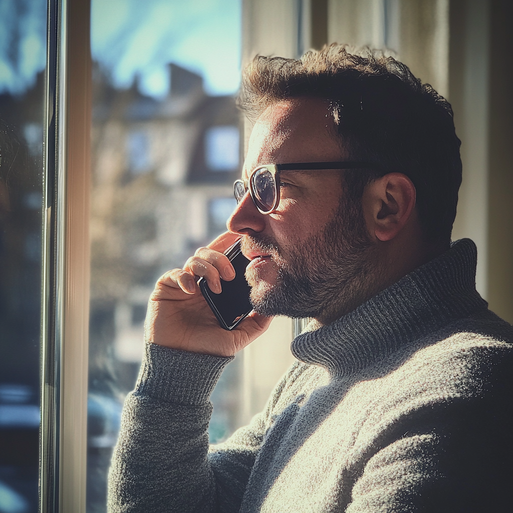 Un homme qui parle au téléphone | Source : Midjourney