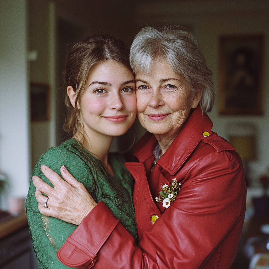 Une mère et une fille heureuses s'embrassent | Source : Midjourney