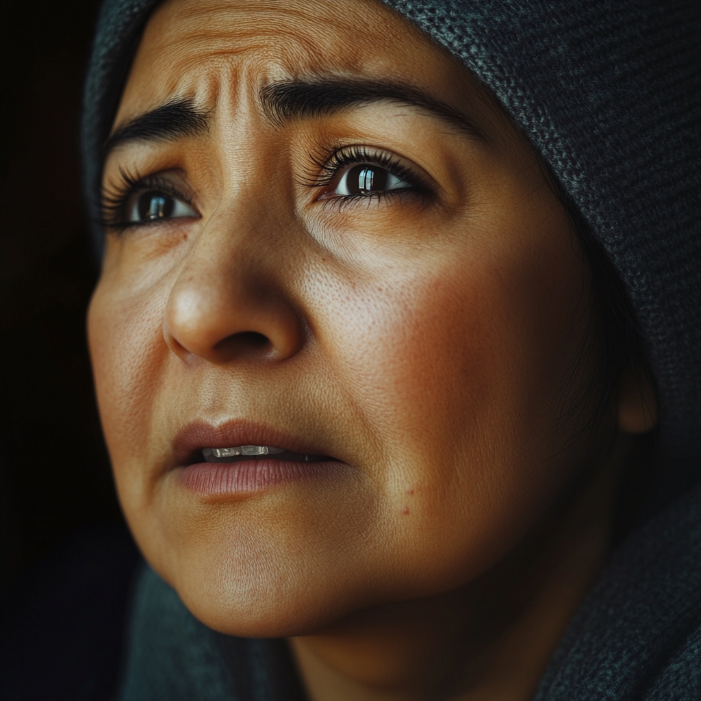 Une femme émotive qui regarde vers le haut | Source : Midjourney