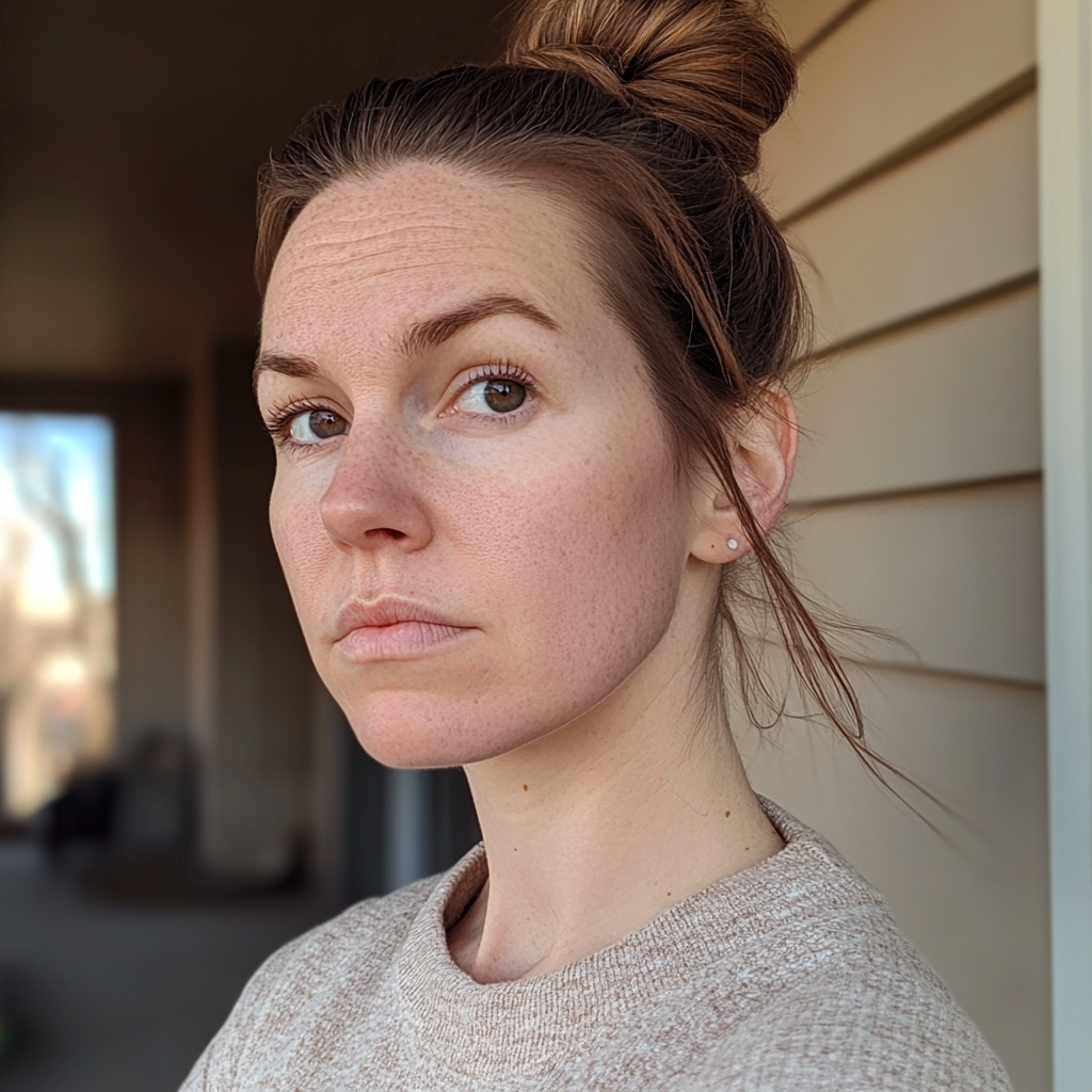 Une femme pensive se tenant à l'extérieur | Source : Midjourney