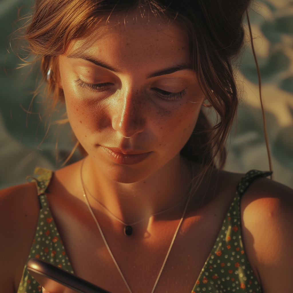 Une femme fouillant dans un téléphone | Source : Midjourney