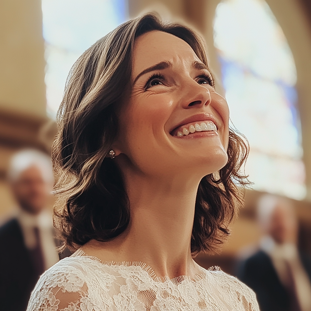 Une mariée émue devant l'autel | Source : Midjourney