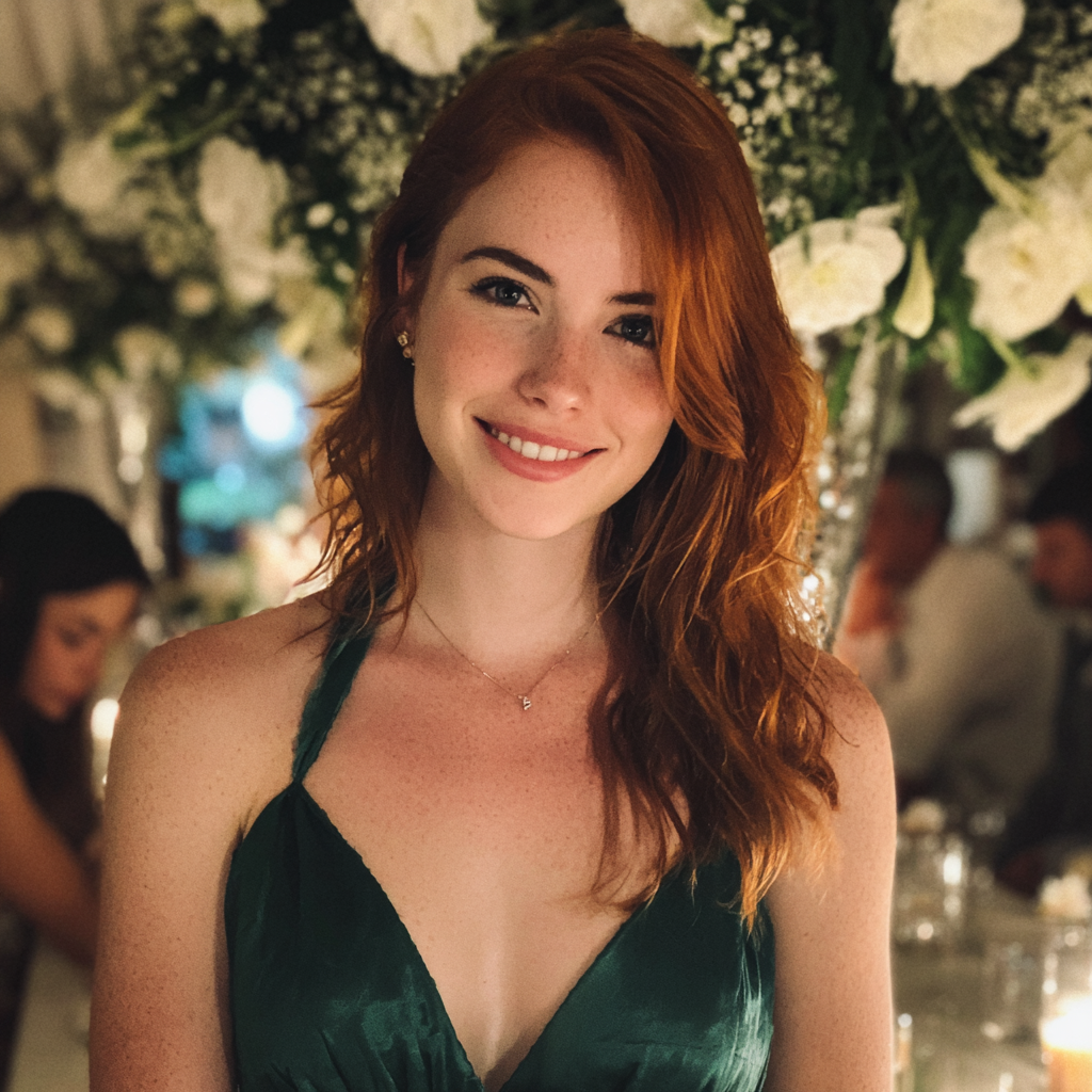 Une femme souriante portant une robe verte | Source : Midjourney