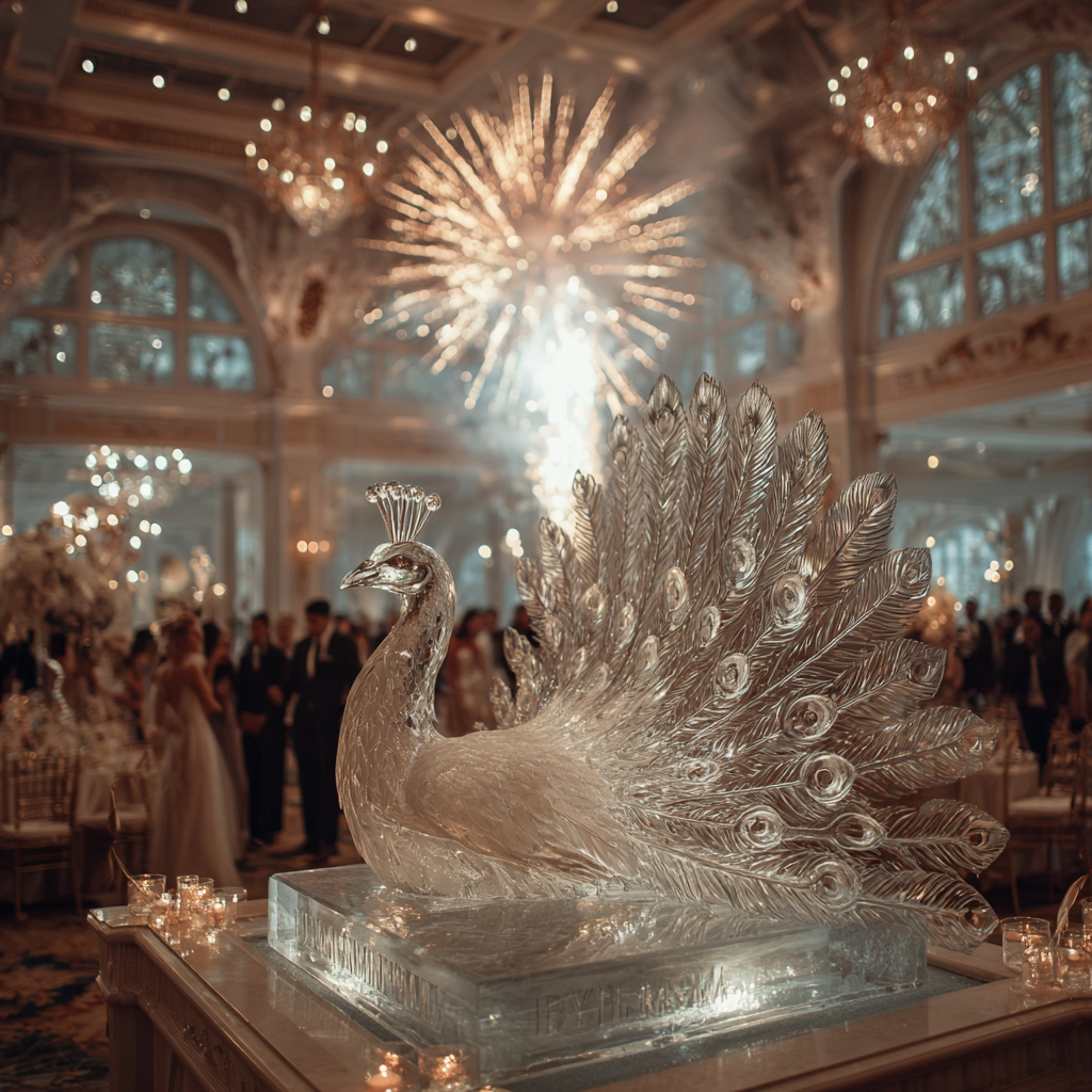 Une sculpture de glace lors d'un mariage | Source : Midjourney