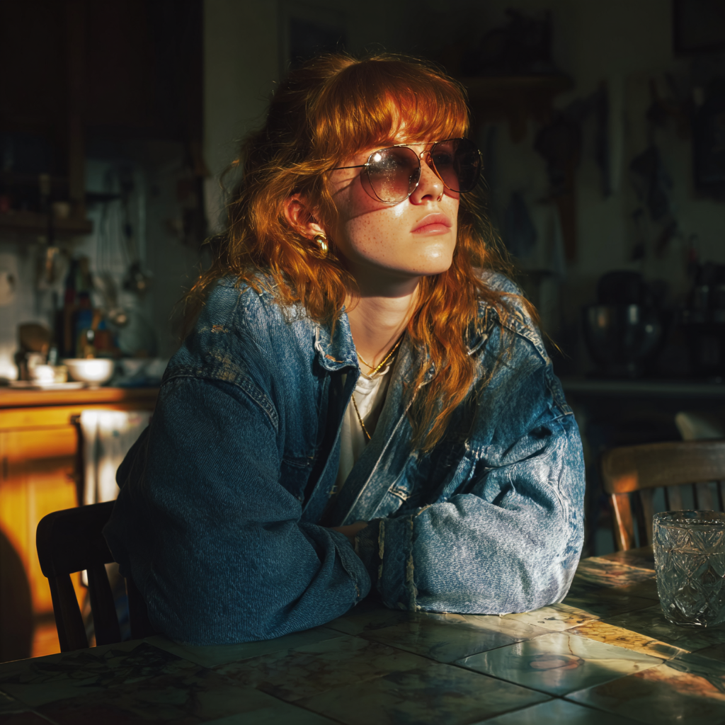 Une femme pensive assise à une table | Source : Midjourney