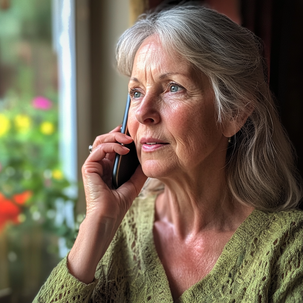 Une femme âgée qui parle au téléphone | Source : Midjourney