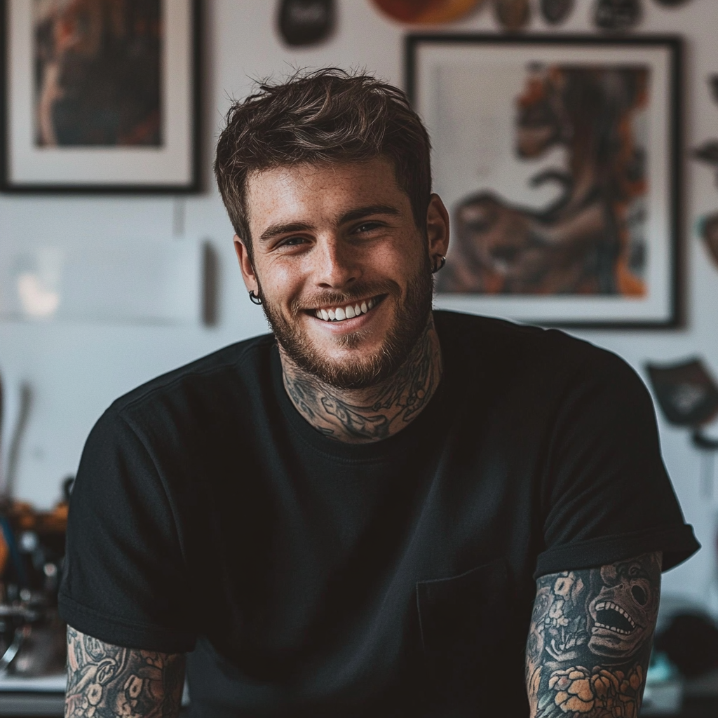 Un tatoueur souriant | Source : Midjourney