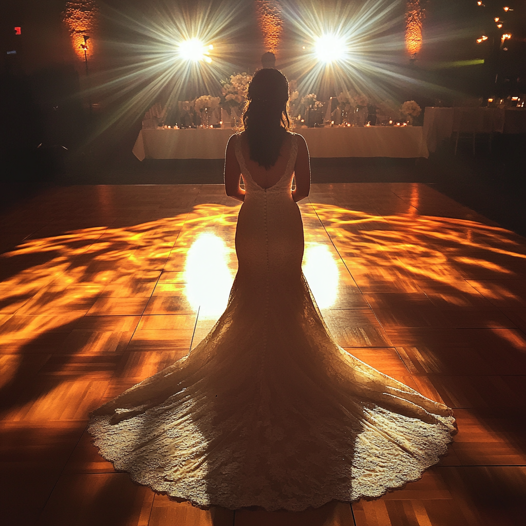 Mariée se tenant seule sur la piste de danse | Source : Midjourney