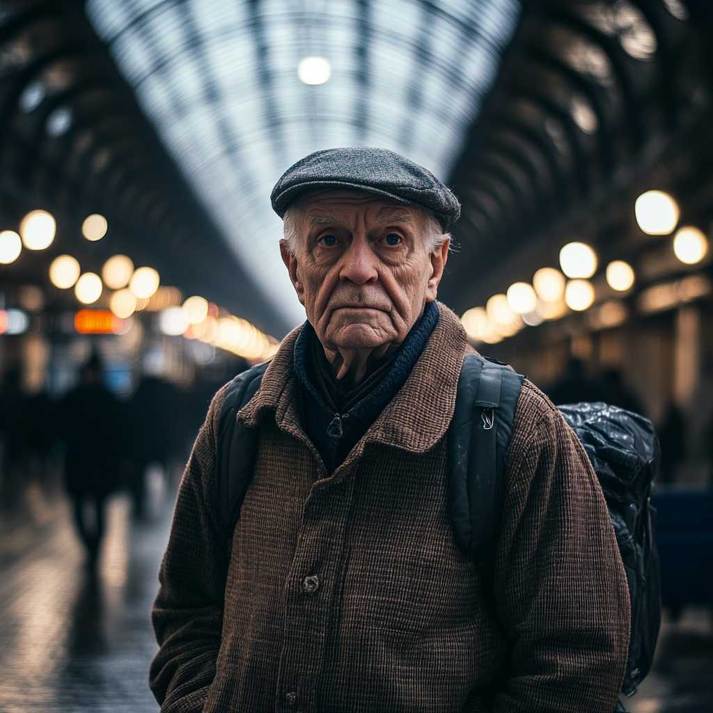 Un homme âgé qui attend son train | Source : Midjourney