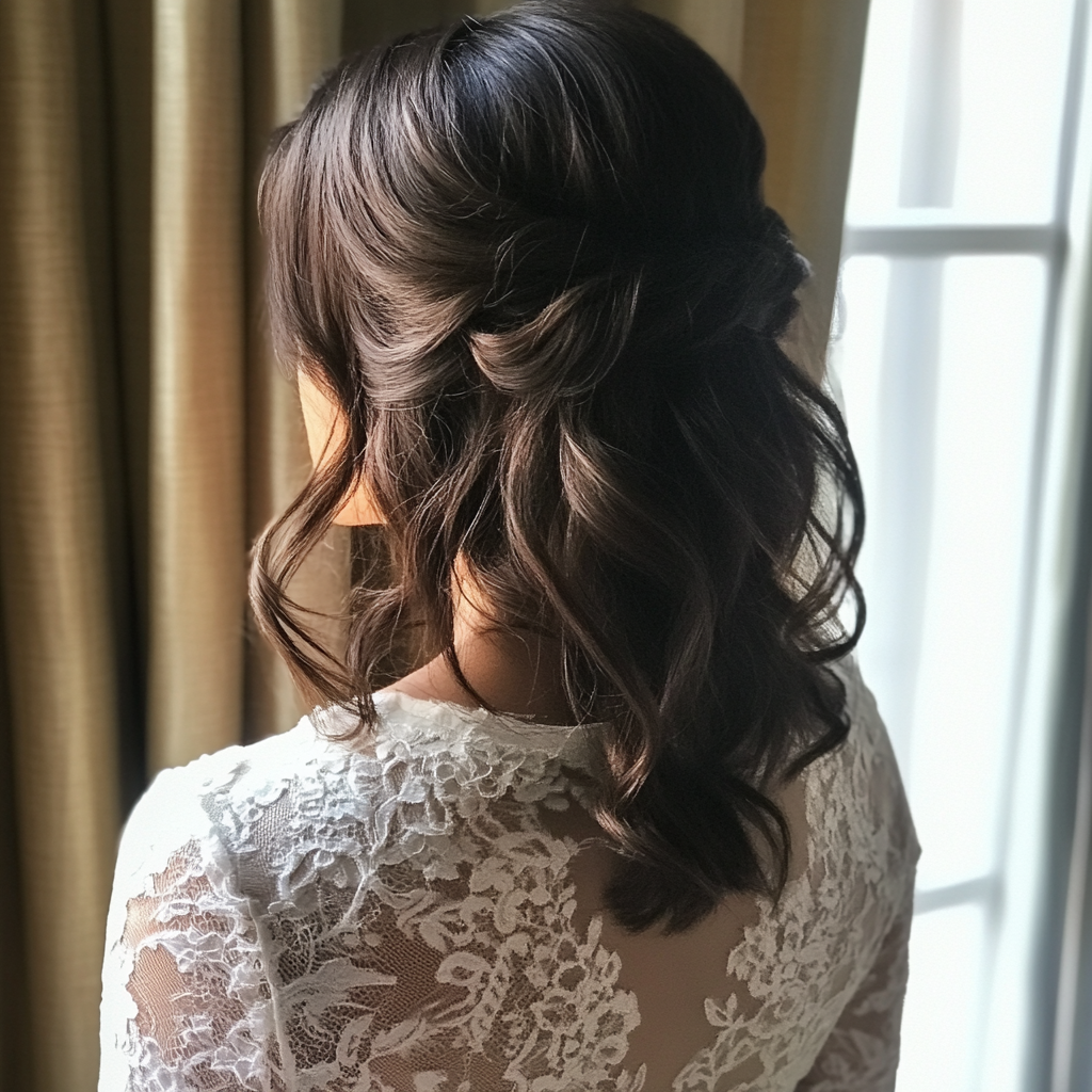 Une mariée debout près d'une fenêtre | Source : Midjourney