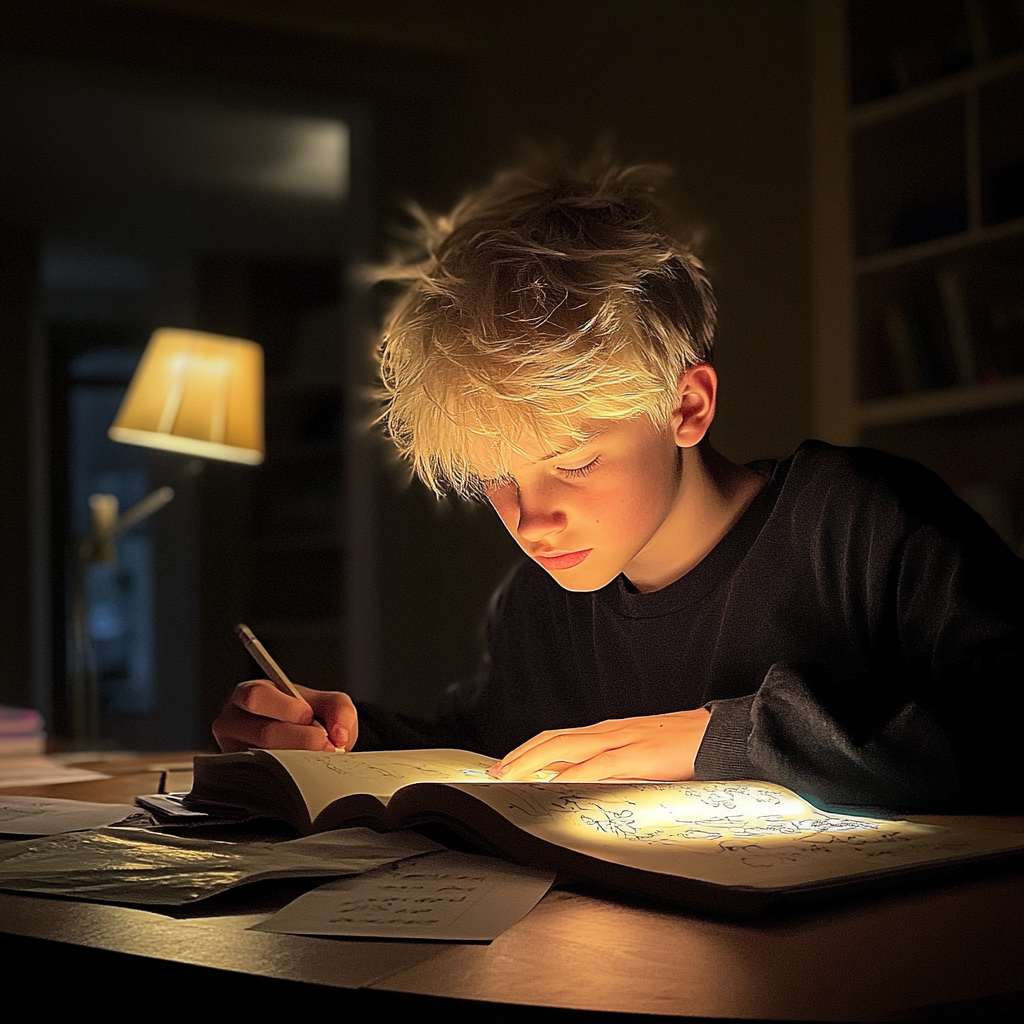 Un garçon qui fait ses devoirs | Source : Midjourney