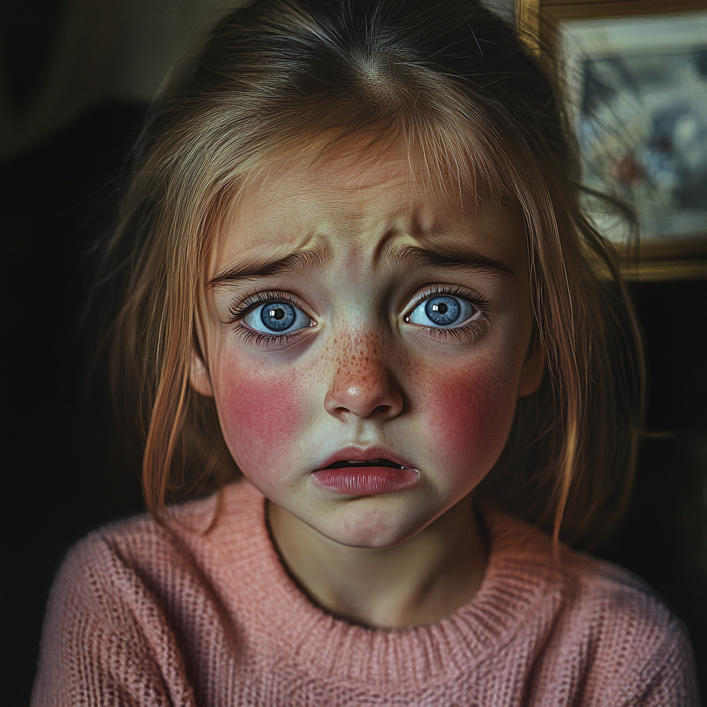 Une petite fille inquiète qui regarde vers le haut | Source : Midjourney