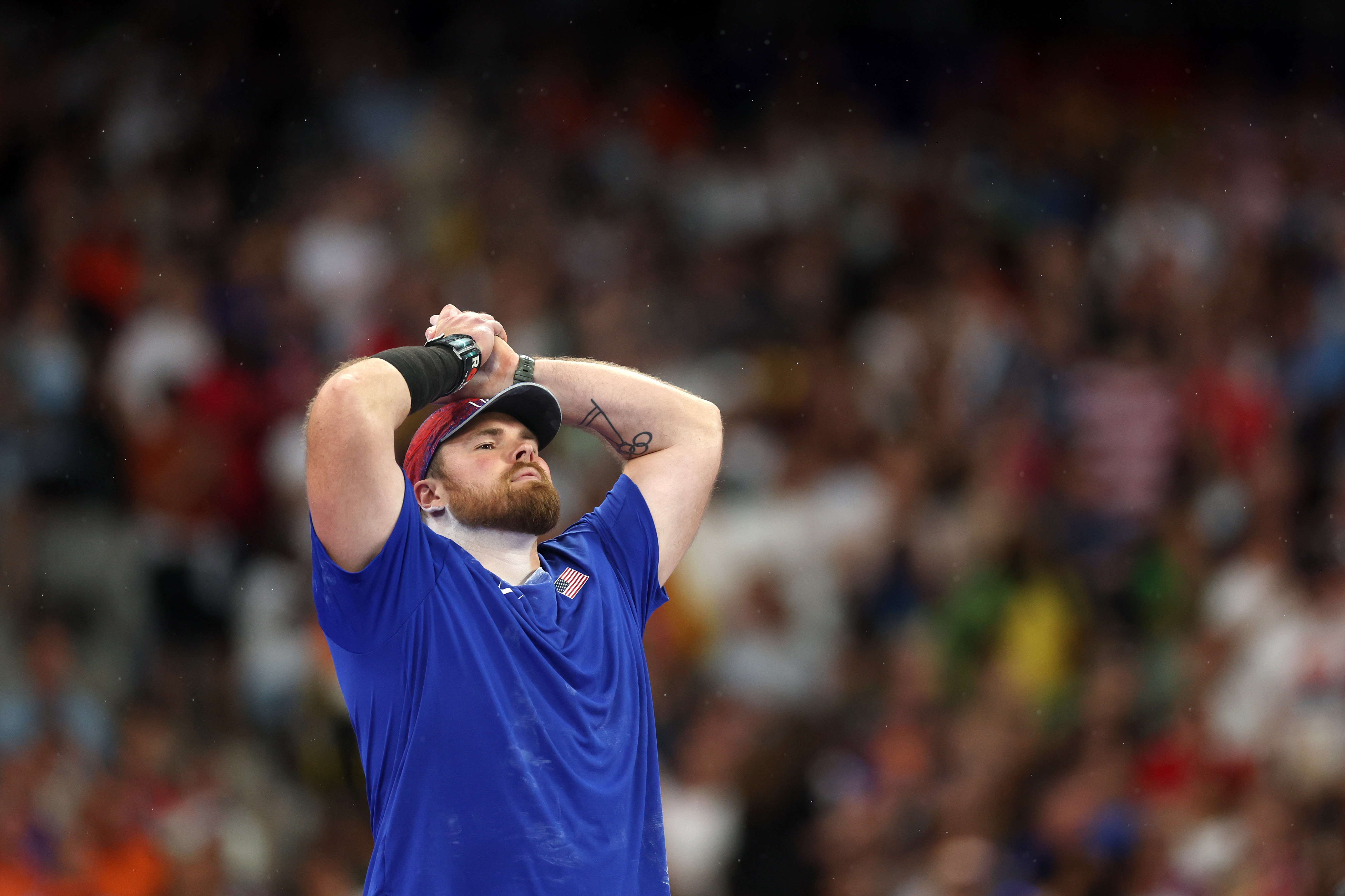 Payton Otterdahl lors de la finale du lancer de poids masculin aux Jeux olympiques de Paris, en France, le 3 août 2024 | Source : Getty Images