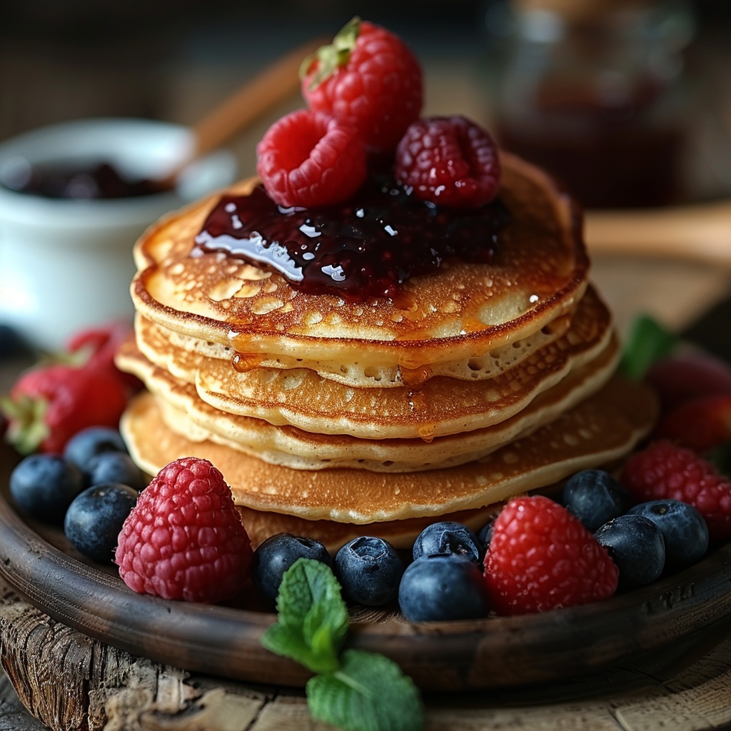 A plate of pancakes | Source: Midjourney